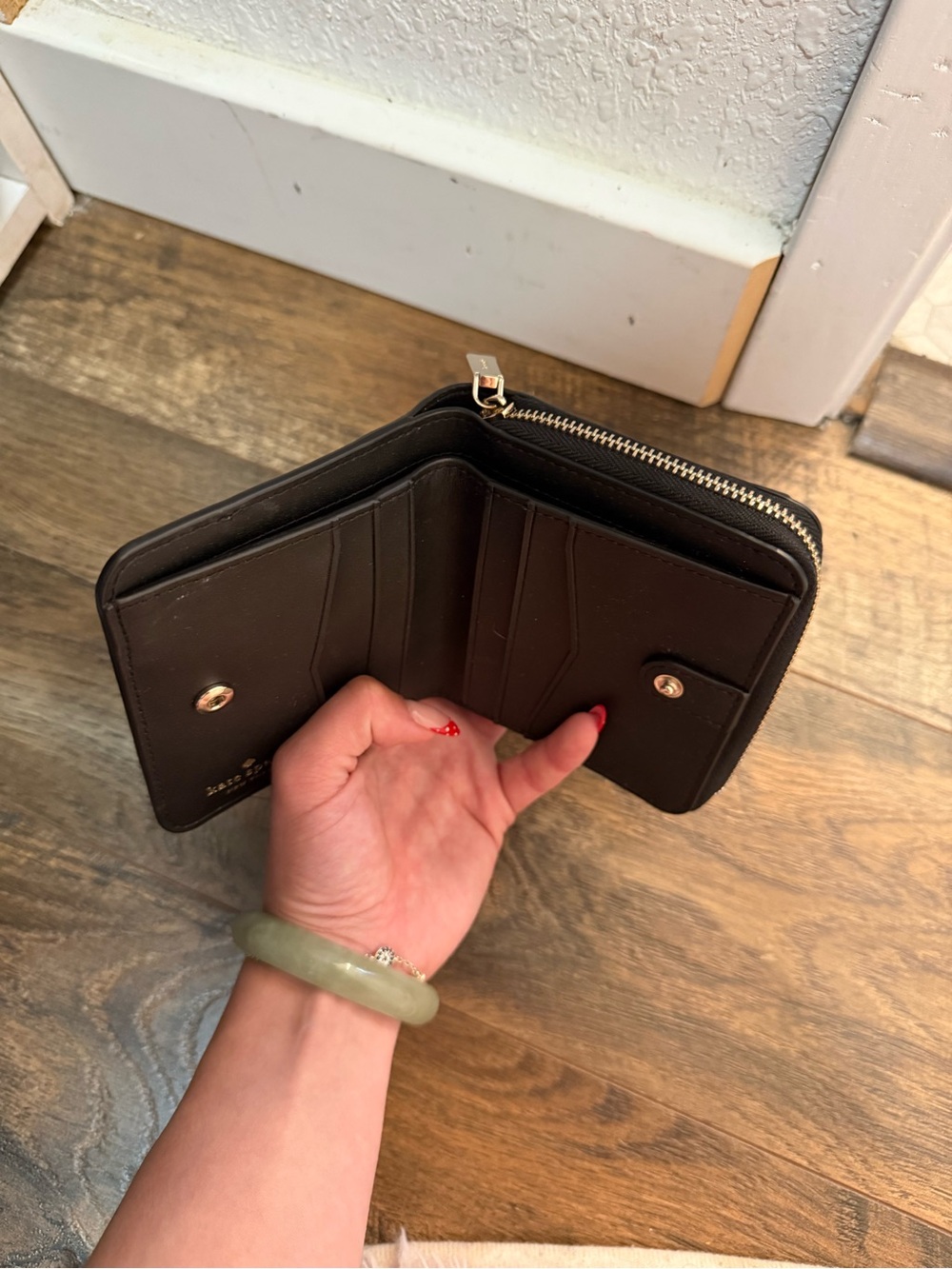 kate spade Two-Tone Saffiano Wallet in Black and Blush Pink - Picture 2 of 2